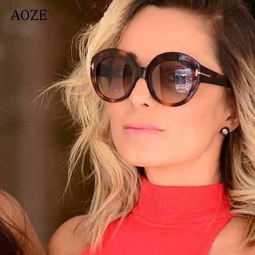 AOZE fashion Colorful Gradient Womens Vintage Sunglasses The Oval Shades For Ladies T Sunglasses Gafas Lenses Oculos Sol UV400