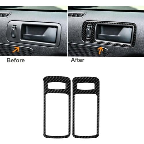 2 Pcs Car Auto Inner Door Handle Bowl Decoration Cover Sticker Carbon Fiber Trim For Ford Mustang 2009 2010 2011 2012 2013