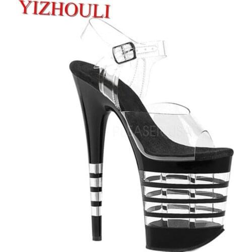 New 8 inch high heels, fashion stripe platform soles, stage 20 cm party show high-heeled sandals