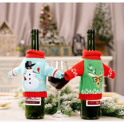 Christmas Wine Bottle Cover Merry Christmas Decorations For Home 2021 Christmas Ornament New Year 2022 Xmas Navidad Gifts