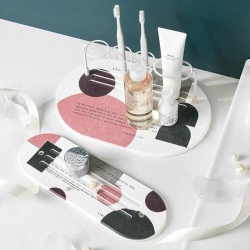 Bathroom Iron Storage Rack with Diatom Mud Toothbrush Holder Bathroom Accessories Storage Organizer Racks