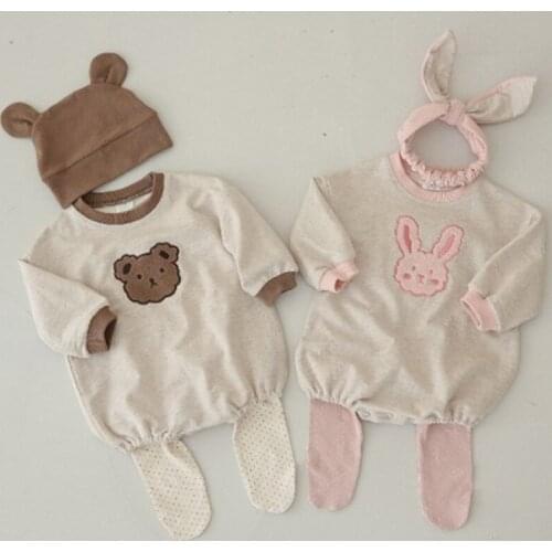 2021 Autumn New Baby Lovely Animal Bear Rabbit Long Sleeve Climbing Spring Baby Boys Girls Romper Clothes