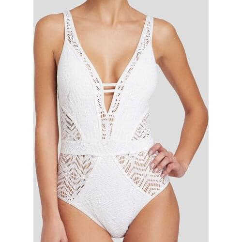 JingQi White One-piece Swimwear