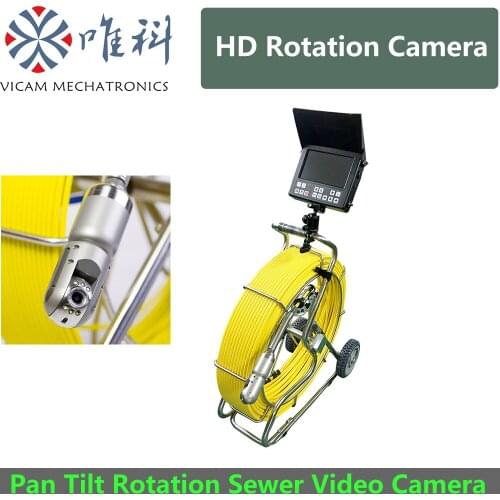 VICAM 60M cable 8inch Color display waterproof sewer video inspection camera with 360 degree rotation view