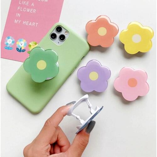 New dropping glue fold finger grip ring mobile phone holder for iphone samsung xiaomi redmi cute flower holder stand bracket
