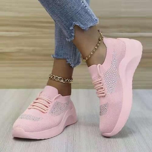 Women Sneakers Casual Shoes Comfortable Mesh Lace-Up Ladies Sport Shoes Wedges Chunky Womens Vulcanized Shoes Females Sneakers