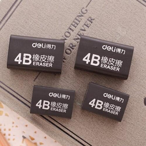 4Pcs Soft 4B Black Color Erasers Pencil Eraser School Art Class Office Draw Sketch Correction Stationery Supplies Deli 7545