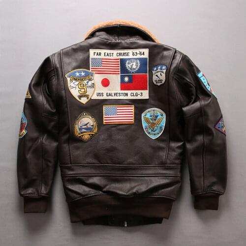 2020 Men A2 Pilot Jacket Tom Cruise Top Gun Air Force Cow Coats 100% Real Fashin Multi-label Thick Cowhide Winter Russia Coats