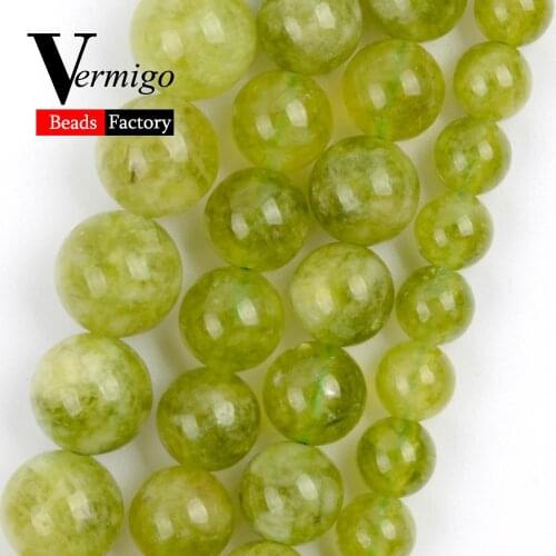 Natural Stone Beads 6/8/10mm Oliva Green Jades Round Beads for Jewelry Making Diy Bracelets Handmade Jewellery 15"