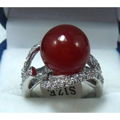 Noblest 10mm red stone 18KGP ring(#6,7,8,9 ) fast shipping 35