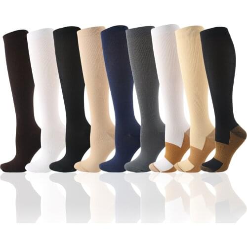 Men Women Compression Socks Sports Solid Pattern For Varicose Veins Plantar Fasciitis Compress Long Socks Leg Pressure Socks