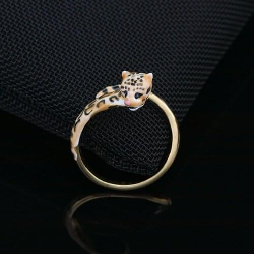 2021 New Enamel Adjsutable Animal Jewelry Fashion Leopard Opening Copper Women Rings Fashion Party Accessories Girl Gift