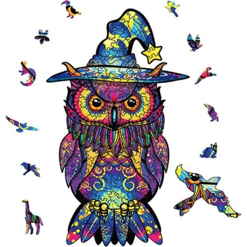 New Halloween Eagle 3D Wood Puzzles Children Animals Modeling Education Toys Adults Stress Relief Jigsaw Puzzle Game Gifts