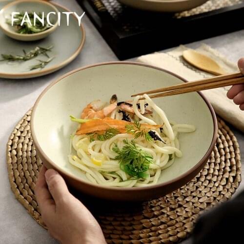 FANCITY Very creative soup noodle bowl ramen bowl Fashionable and beautiful ceramic bowl restaurant tableware set bridge rice no
