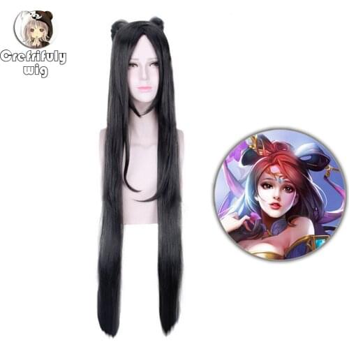 100cm 5v5 Arena Game Arena of Valor Long Straight Black Cosplay Wig Halloween Costume Synthetic Hair Wigs For Women