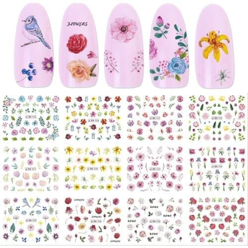 Mybormula 12 Designs Nail Water Transfer Sticker Colored Petals Pattern Nail Art Transfer Decal Slider Foils Manicure Decoration
