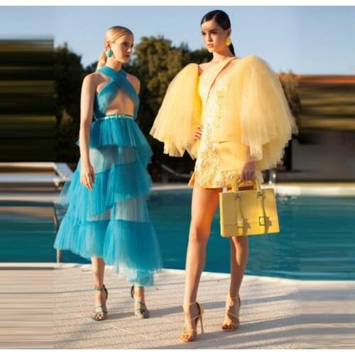 Party Dresses Light Yellow Cocktail Dress vestido de curto abiti da cerimonia платье sukienki wizytowe Short Applique Prom Gowns