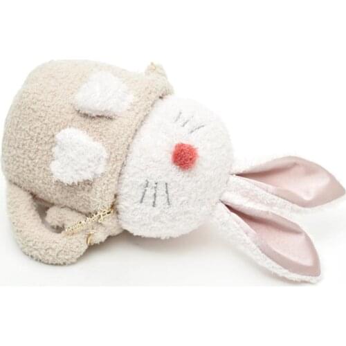 Furry Bunny Backpack Cute Girl Shoulder Bag Coin Purse Water Cup Bag Mini Fluffy Plush Shoulder Bag Kids Girl Gifts