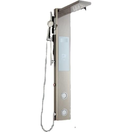 Smart Home Bath Shower Mixers Column with Instant Tankless Water Heater, LED Panel Touch Screen, Bluetooth Shower Speaker