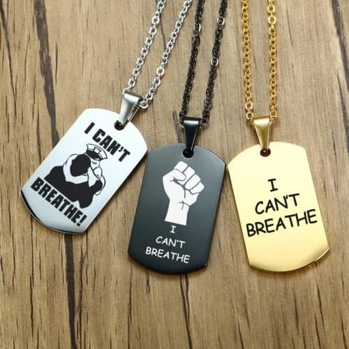 USA Black Resist Fist I Can't Breathe Pendant Necklace Stainless Steel George Floyd Black Lives Matter Necklaces Jewelry