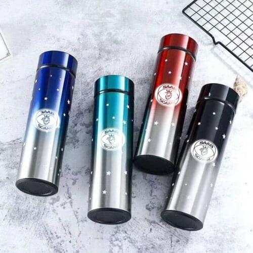For SAAB 9-2X 9-3 9-4X 9-5 95 900 9000 Intelligent Thermos Temperature Display Customize Stainless Steel Vacuum Water Cup 500ML