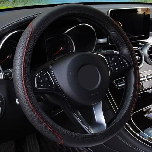Universal Auto Steering- wheel Cover PU Microfiber Anti-Slip Car Steering Wheel Cover Embossing Leather Universal Skidproof