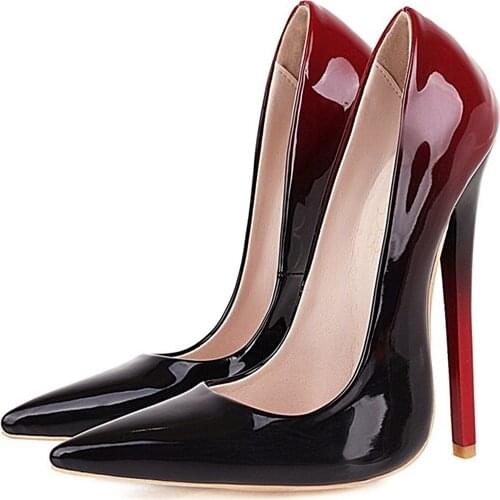 2021 Fashion Women Brand High Heels15.5CM Sexy Patent Leather Pointed Toe Wedding Party Shoes Pumps Plus Big Size 45 46 21-6