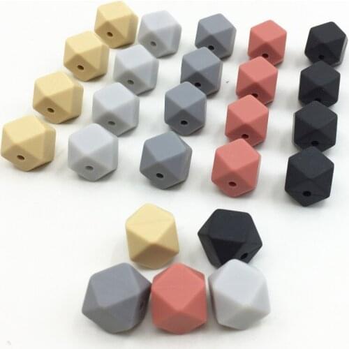 100 Pcs Silicone Teething Beads Hexagon 13mm Nursing Chew Necklace Diy Jewelry Findings Bpa Free Teether Beads For Baby-wooden