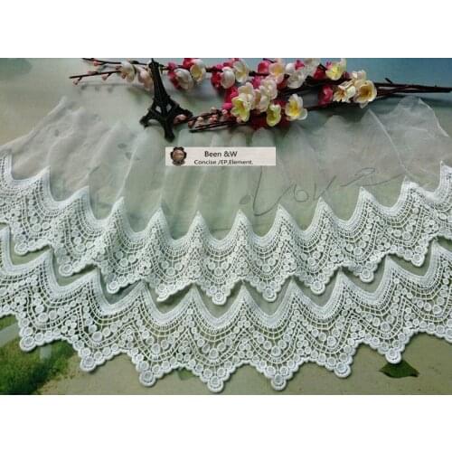 3yards Free shipping!DIY Clothes Accessories High Quality Double Layer Hydrotropic Embroidery Lace Decoration Ultra Wide 25cm
