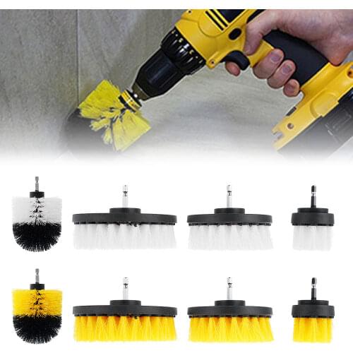 4pcs Drill Brush All Purpose Cleaner Scrubbing Brushes for Bathroom Surface Grout Tile Tub Shower Kitchen Cleaning Tools