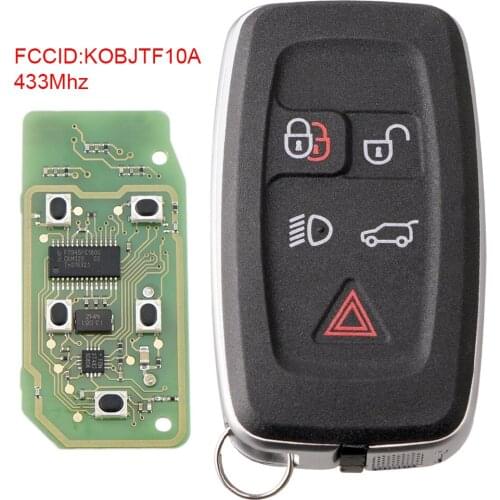 433Mhz 5 Buttons Flip Black Car Remote Key Fob Replacement With KOBJTF10A Fit for Land Rover LR4 / Sport / Sport Range Rover