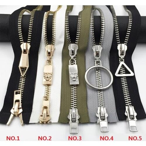 8# metal copper zipper for sewing black white gray green 80cm 100cm 120cm 1piece double sliders coat jacket windbreaker zip
