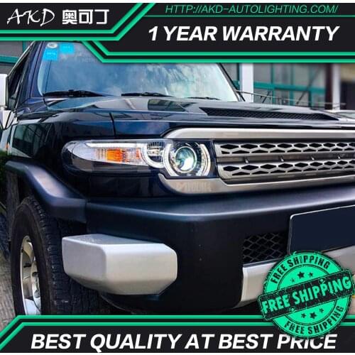 AKD tuning cars Headlight For Toyota FJ Cruiser Headlights LED DRL Running lights Bi-Xenon Beam Fog lights angel eyes Auto level