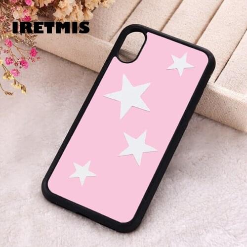 Iretmis 5 5S SE 2020 Phone Cover Case for iPhone 6 6S 7 8 Plus X Xs XR 11 12 Mini Pro Max Silicone TPU Pink Vinyl star