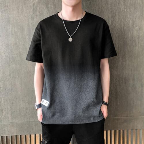 Summer Tie-dye T-shirt Men Korean Fashion Loose Gradient Casual T-shirt Men Harajuku Streetwear Hip-hop Short-sleeved T-shirt