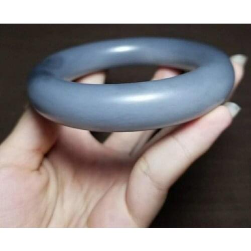 H7#Qinghai material and Tianyu jade purple jade thick thick round matte bracelet