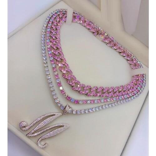 Hiphop Rhinestone Tennis Chain Necklace Women silver color iced Out Chain Link Necklace Jewelry 5mm Tennis Chain choker
