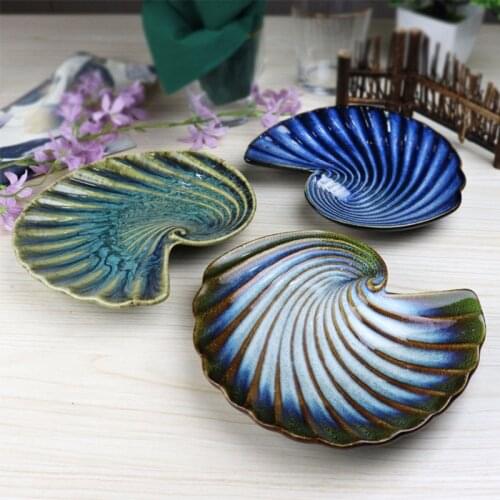 Kiln Turned Ceramic Plate Dish Dinner Plate Restaurant Homestay Characteristic Tableware Personalized Shell Plate Conch Plate