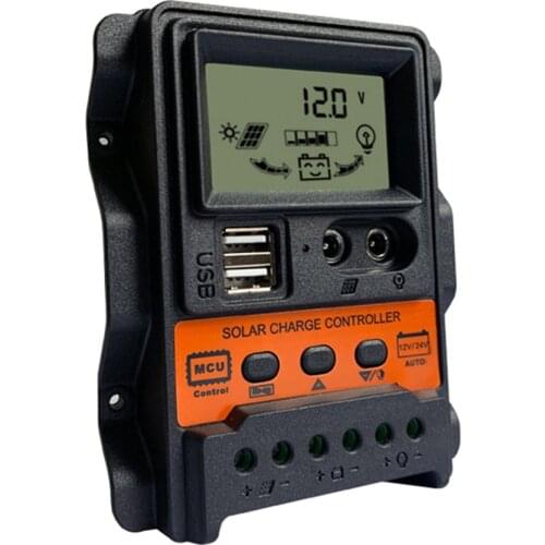 Solar Charge Controller 12V 24V 10A 20A 30A Solar Controller Solar Panel Battery Regulator Dual USB 5V LCD Display