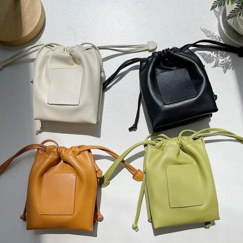 Summer bag womens fashion trend messenger bag solid color mini shoulder bag macaron color drawstring fold small square bag