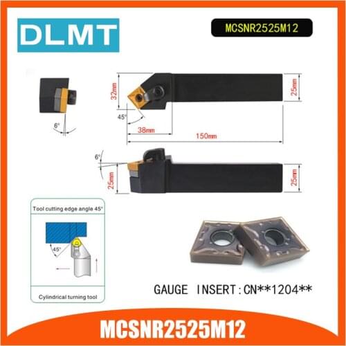 MCSNR2525M12 45 Degree External Turning Lathe Bar Tool Holder For CNMG120408 CNMG120408 Used on CNC Lathe Machine