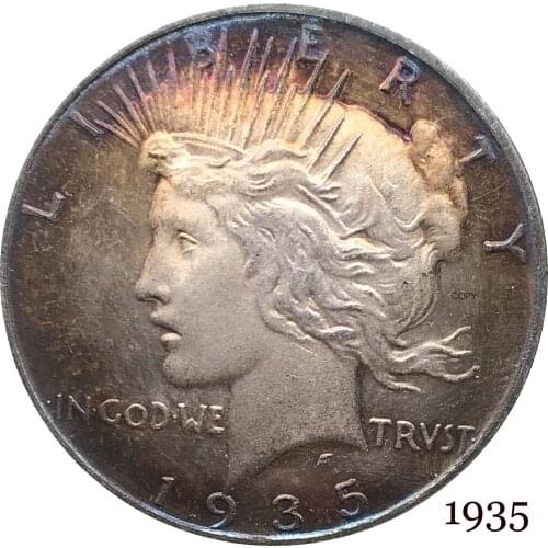 United States Of America US 1935 Liberty Coin In God We Trust 1 One Peace Dollar Cupronickel Silver Plated Copy Coins
