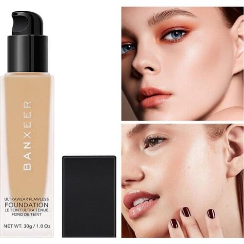 Longwear Liquid Foundation Makeup Full Cover Natural Face Base Makeup Oil-control Easy to Wear Soft Facial Makeup Foundation