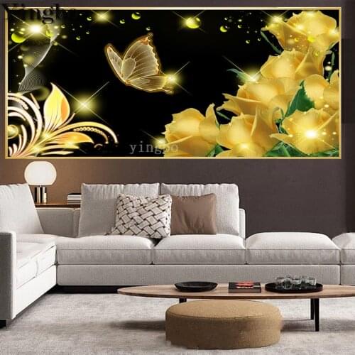 5D DIY Diamond Painting Rose gold flower butterfly Cross Stitch kit Embroidery Full Drill square round Rhinestones home decor