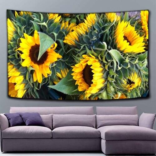 Sunflowers Tapestry Sunshine Flower Field Printed Abstract Wall Hanging Living Room Bedroom Home Decor Polyester