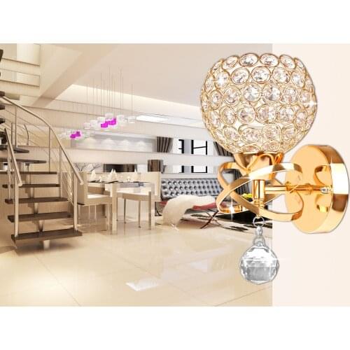 E14 Wall Lamp Indoor Lighting Wall Lamp Crystal Lights Decoration Bedside Wall Sconce For Modern Home Ligting Gold/Sliver