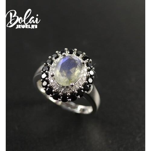 2020 new 925 sterling silver jewelry set with natural Labradorite earring and earring oval 7*9mm for women wife nice gift bolai