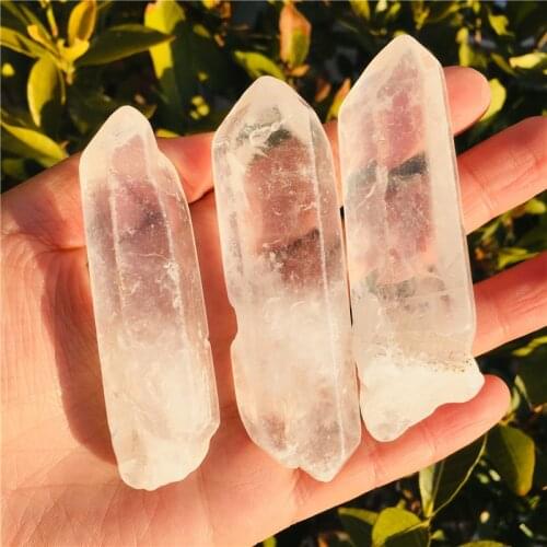 New Clear Healing Crystal Stone 3pc Quartz Single Natural Clear Column Decoration Pointed Collectables DIY Craft Random Size