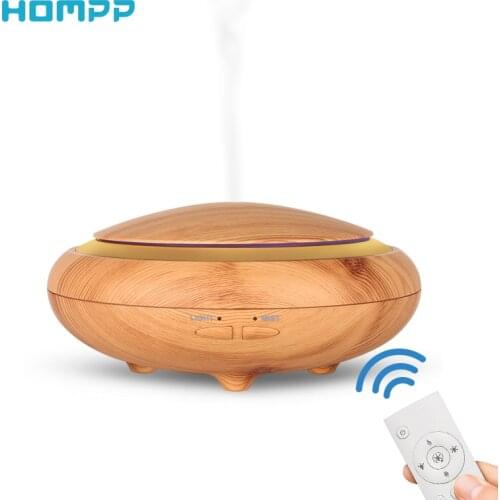 Hompp Aroma Diffuser Remote Control Essential Oil Diffusor Ultrasonic Wood Grain Aromatherapy UFO Humidifier Timing Free BPA