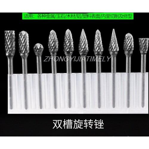 Alloy rotary boring, hard tungsten steel milling cutter, metal grinding head,10pcs/lot